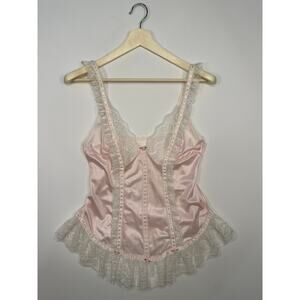 Vintage 1970’s Pink Nylon and Lace Girlie Sexy Nightie Negligee